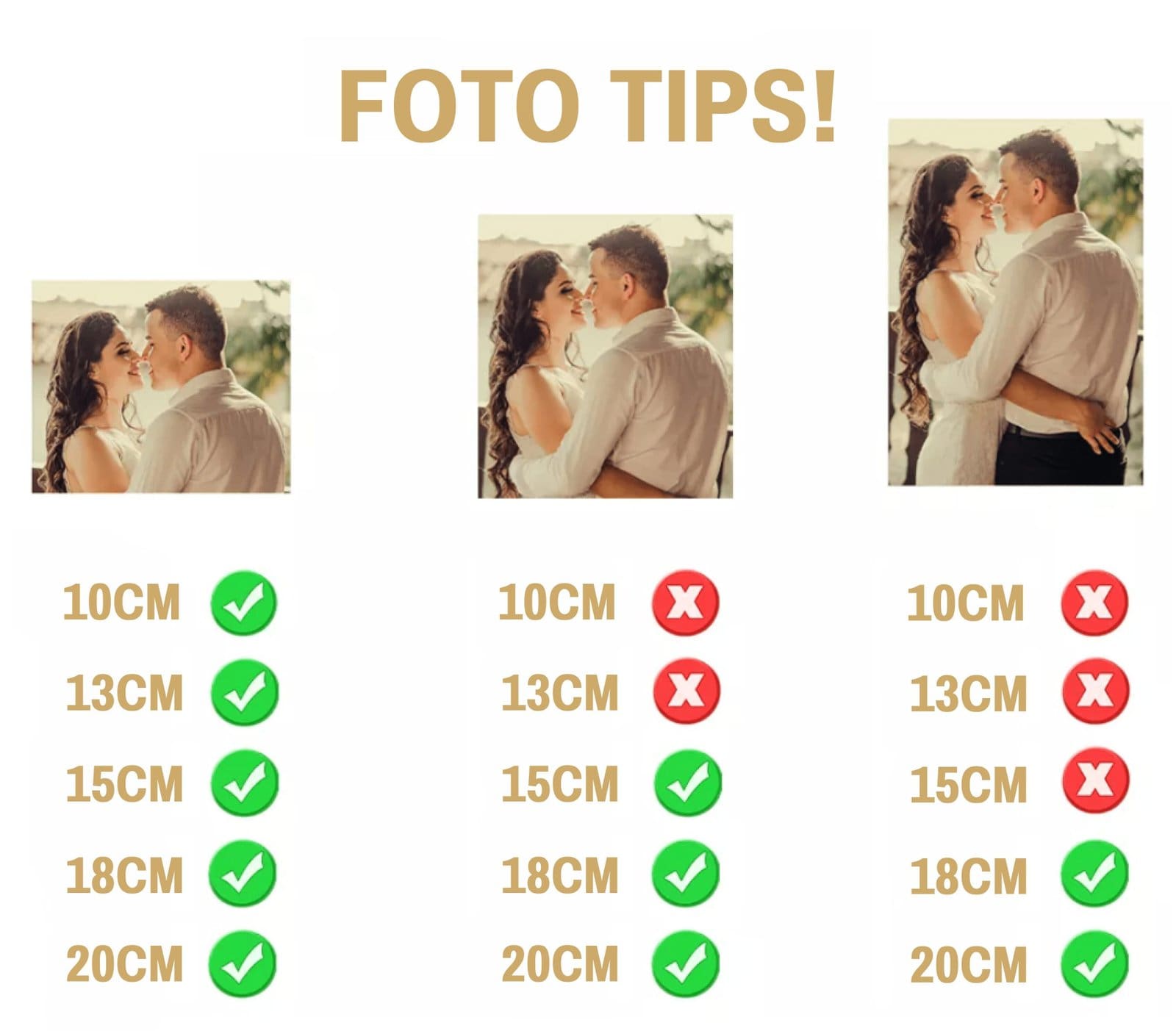 Voorbeelden van goede en minder goede foto’s voor een maanlamp