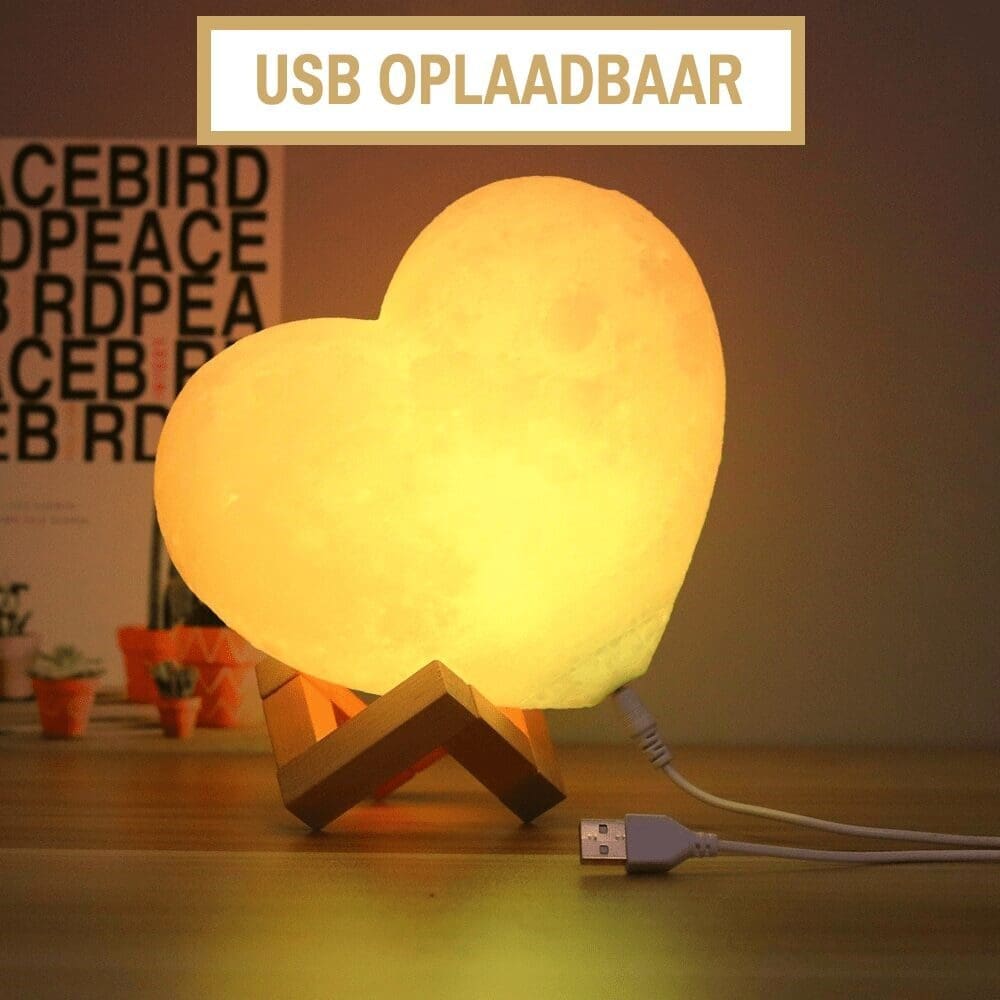 Gepersonaliseerde Hart Maanlamp Cadeau